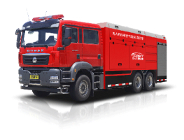 Capable of breaking windows UAV compressed air foam fire truck One click release