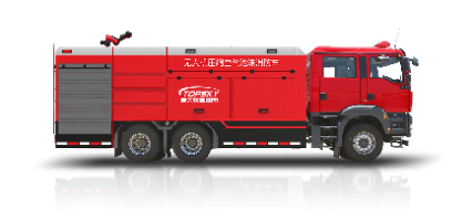 Capable of breaking windows UAV compressed air foam fire truck One click release
