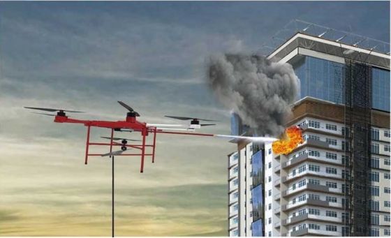 16m/S Tethering Power System Fire Fighting Uav